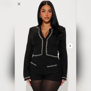 Fashion Nova Black Blazer with Chain Accents
